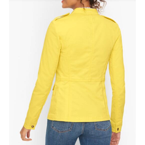 TALBOTS Piped Utility Jacket Size 8 Lemon Yellow Business Casual Cotton - Picture 3 of 9